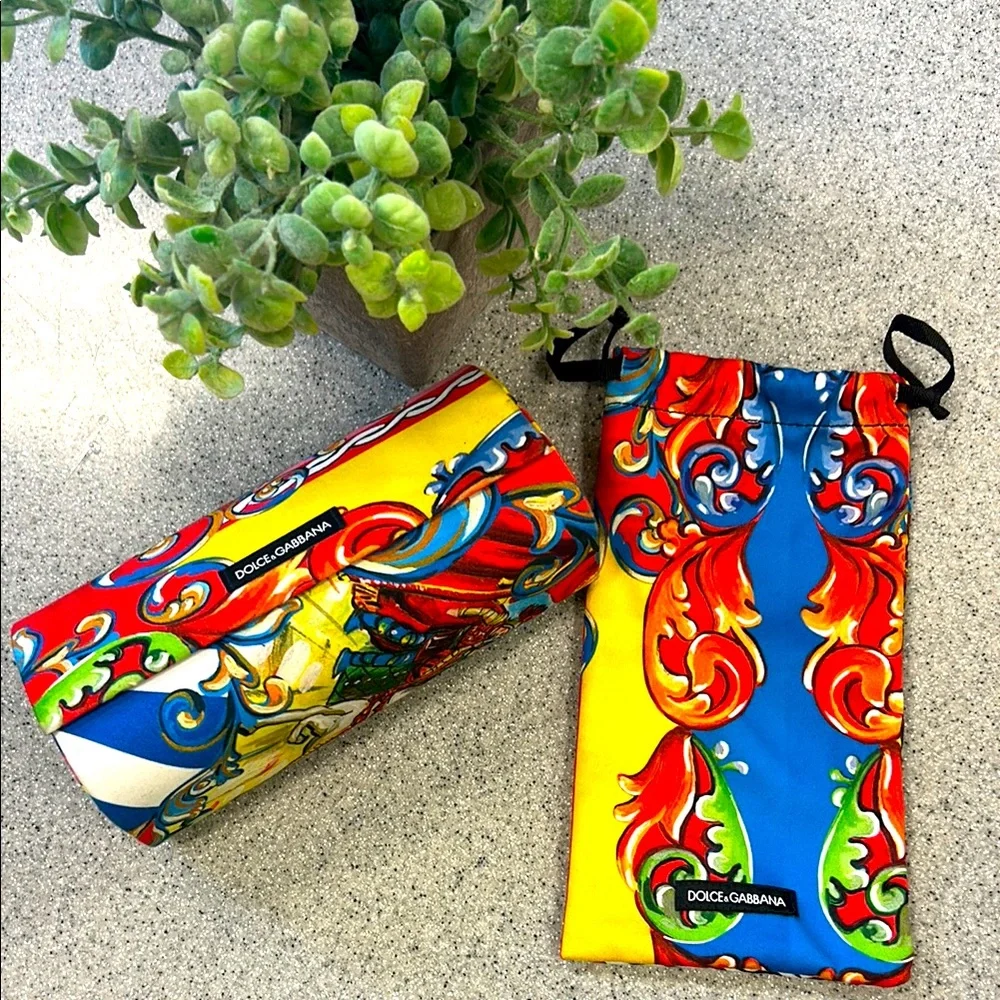 OUTRAGEOUS Dolce & Gabbana Colorful Sunglasses Case and Pouch ONLY